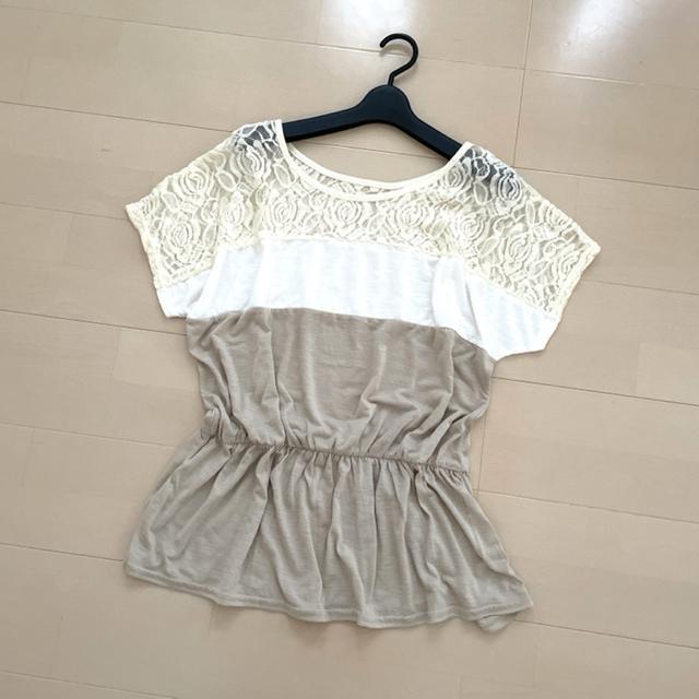 レースブロック配色 カットソー トップス < 女性ファッション  レースブロック配色 カットソー トップス  < 女性ファッションの