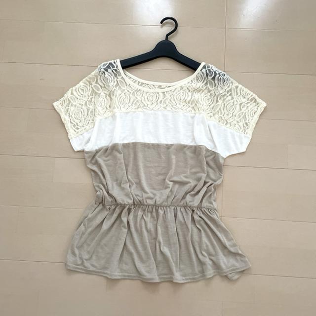 レースブロック配色 カットソー トップス < 女性ファッション  レースブロック配色 カットソー トップス < 女性ファッションの