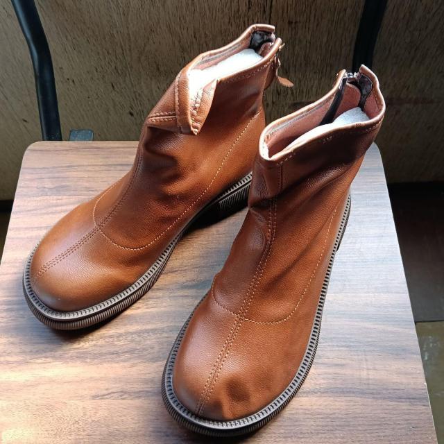 新品 23cm レディース ブーツ ブラウン 厚底 シューズ サイドゴア < 女性ファッション 新品 23cm レディース ブーツ ブラウン 厚底 シューズ サイドゴア < 女性ファッションの