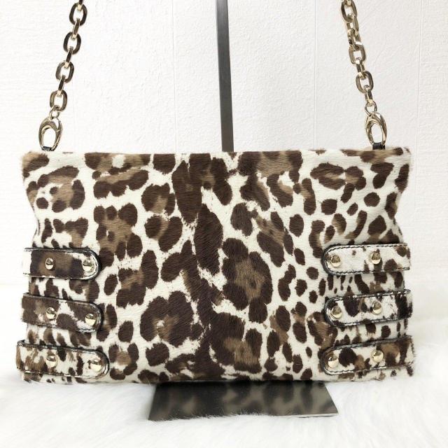 【レア】JIMMY CHOO ジミーチュウ チェーン ショルダーバッグ クラッチバッグ 2way ハラコ レオパード ヒョウ柄 < ブランド 【レア】JIMMY CHOO ジミーチュウ チェーン ショルダーバッグ クラッチバッグ 2way ハラコ レオパード ヒョウ柄 < ブランドの