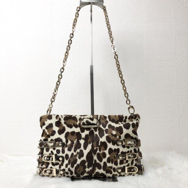 【レア】JIMMY CHOO ジミーチュウ チェーン ショルダーバッグ クラッチバッグ 2way ハラコ レオパード ヒョウ柄 < ブランド 【レア】JIMMY CHOO ジミーチュウ チェーン ショルダーバッグ クラッチバッグ 2way ハラコ レオパード ヒョウ柄 < ブランドの