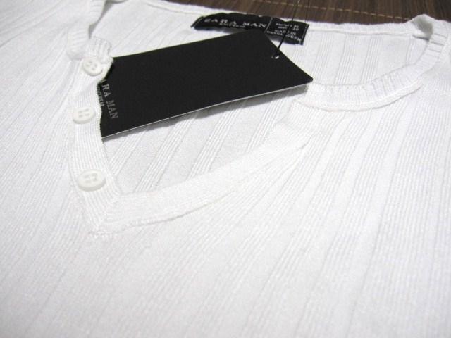 □ZARA/ザラ 細身 長袖ストライプ ニット/メンズM/ホワイト☆新品 < ブランド  □ZARA/ザラ 細身 長袖ストライプ ニット/メンズM/ホワイト☆新品 < ブランドの