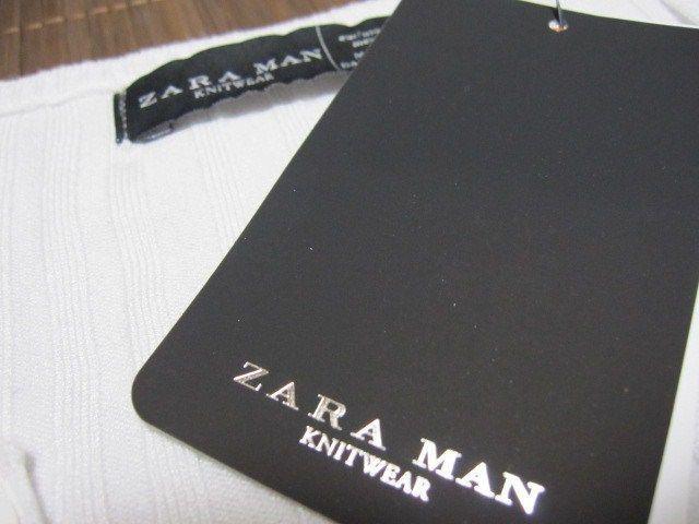 □ZARA/ザラ 細身 長袖ストライプ ニット/メンズM/ホワイト☆新品 < ブランド  □ZARA/ザラ 細身 長袖ストライプ ニット/メンズM/ホワイト☆新品 < ブランドの