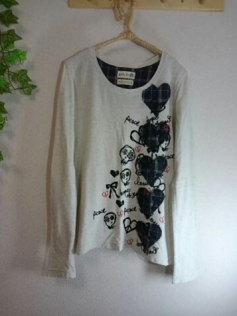 scolar 刀@チェック ハート アップリケ カットソー M < ブランド scolar 刀@チェック ハート アップリケ カットソー M < ブランドの