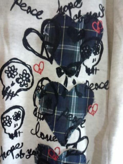 scolar 刀@チェック ハート アップリケ カットソー M < ブランド scolar 刀@チェック ハート アップリケ カットソー M < ブランドの