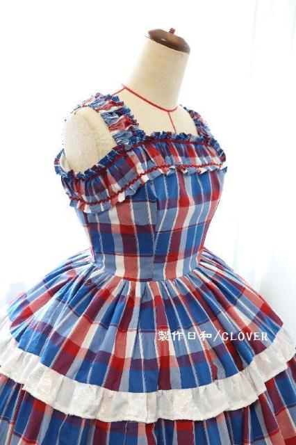 赤青チェックドレス M~Lサイズ < 女性ファッション  赤青チェックドレス M~Lサイズ < 女性ファッションの