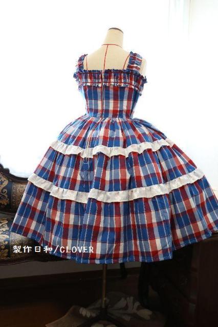 赤青チェックドレス M~Lサイズ < 女性ファッション  赤青チェックドレス M~Lサイズ < 女性ファッションの