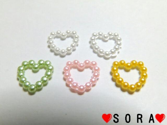 デコパーツ♪ハンドメイド.ネイル 粒パールハート 4色5個セット < 香水/コスメ/ネイル デコパーツ♪ハンドメイド.ネイル 粒パールハート 4色5個セット < 香水/コスメ/ネイルの
