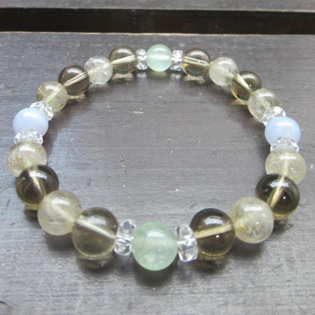 ルチルクォーツxレモンクォーツxブルーレースxプレナイトブレスレット 天然石 パワーストーン < 女性アクセサリー/時計 ルチルクォーツxレモンクォーツxブルーレースxプレナイトブレスレット 天然石 パワーストーン < 女性アクセサリー/時計の