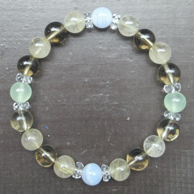 ルチルクォーツxレモンクォーツxブルーレースxプレナイトブレスレット 天然石 パワーストーン < 女性アクセサリー/時計 ルチルクォーツxレモンクォーツxブルーレースxプレナイトブレスレット 天然石 パワーストーン < 女性アクセサリー/時計の