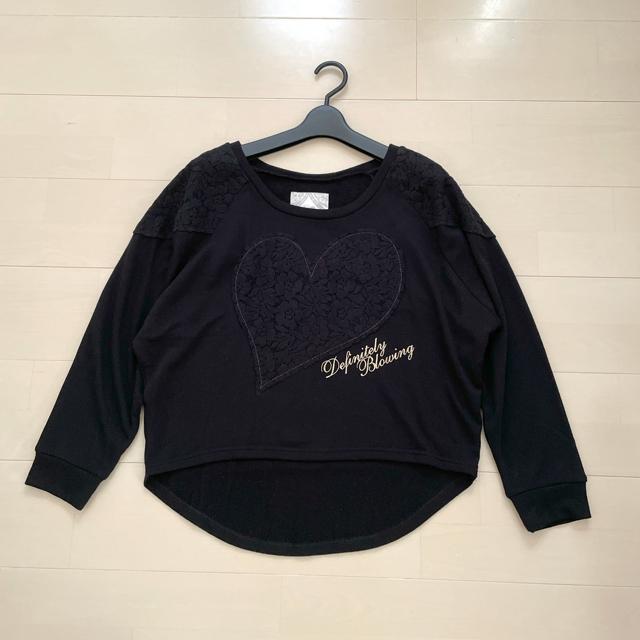 レース切替プルオーバー ハートレース  カットソー  ロゴプリント < 女性ファッション  レース切替プルオーバー ハートレース  カットソー  ロゴプリント < 女性ファッションの