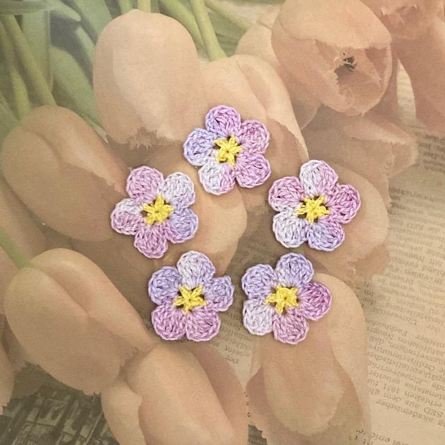 ハンドメイド レース編み かぎ針編み お花モチーフ5個セット < 女性ファッション  ハンドメイド レース編み かぎ針編み お花モチーフ5個セット  < 女性ファッションの