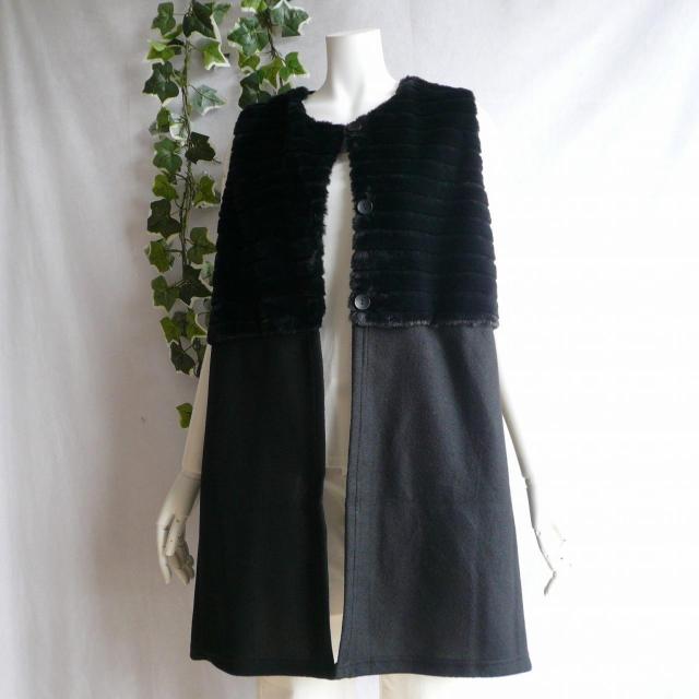 新品 9957 ML ファー 切替 ロング ジレ 黒 秋 冬 レディース フェイクファー 微起毛ニット ベスト 上質 上品 < 女性ファッション 新品 9957 ML ファー 切替 ロング ジレ 黒 秋 冬 レディース フェイクファー 微起毛ニット ベスト 上質 上品 < 女性ファッションの