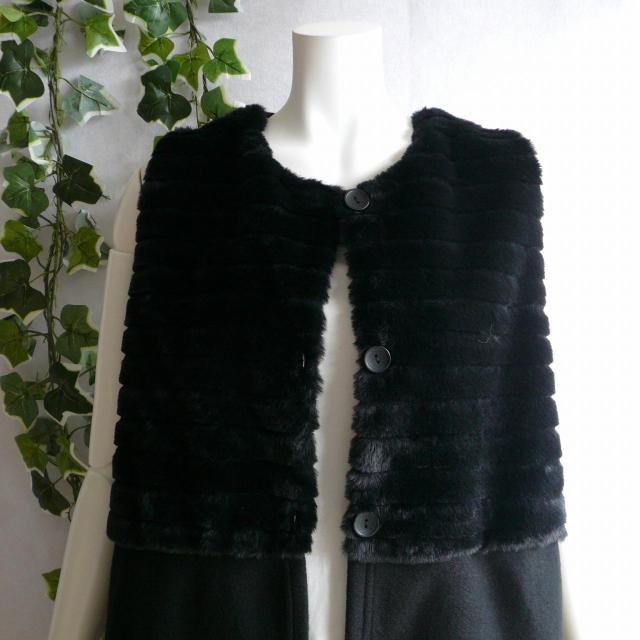 新品 9957 ML ファー 切替 ロング ジレ 黒 秋 冬 レディース フェイクファー 微起毛ニット ベスト 上質 上品 < 女性ファッション 新品 9957 ML ファー 切替 ロング ジレ 黒 秋 冬 レディース フェイクファー 微起毛ニット ベスト 上質 上品 < 女性ファッションの