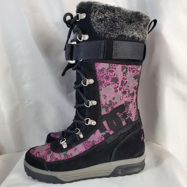 込み★DG Thinsulate★スカル柄&ファー★ロングブーツ★37★ < 女性ファッション  込み★DG Thinsulate★スカル柄&ファー★ロングブーツ★37★ < 女性ファッションの