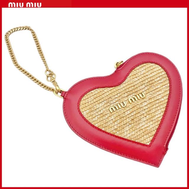新品ミュウミュウmiu miuラフィアハート チェーンストラップ付 < ブランド 新品ミュウミュウmiu miuラフィアハート チェーンストラップ付 < ブランドの