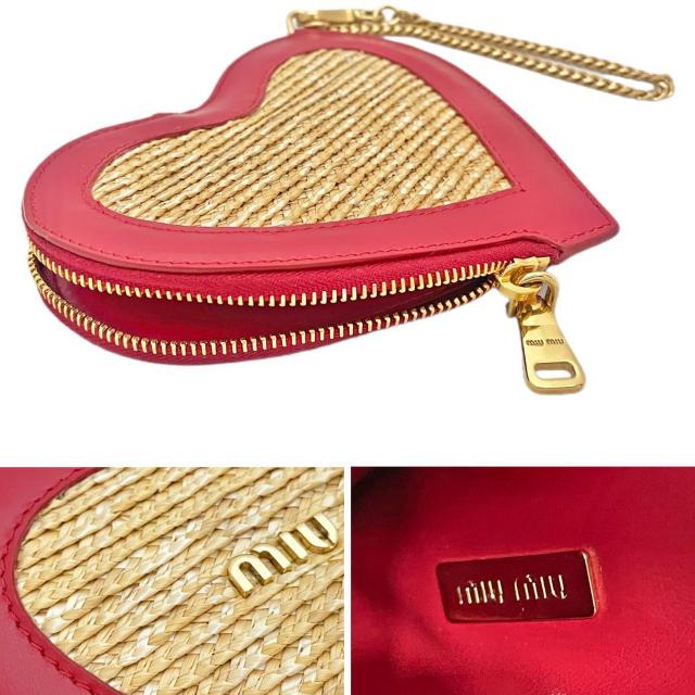 新品ミュウミュウmiu miuラフィアハート チェーンストラップ付 < ブランド 新品ミュウミュウmiu miuラフィアハート チェーンストラップ付 < ブランドの