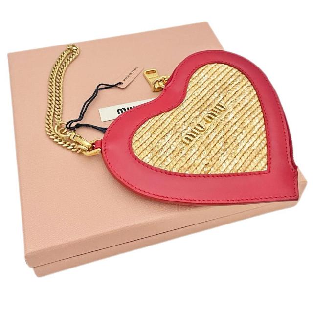新品ミュウミュウmiu miuラフィアハート チェーンストラップ付 < ブランド 新品ミュウミュウmiu miuラフィアハート チェーンストラップ付 < ブランドの