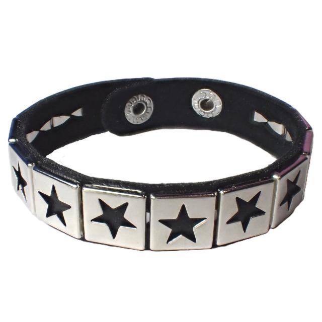 スタッズ 鋲 星 スター 1列 レザーブレスレット ブレスレット アクセサリー バングル リストバンド ロック パンク 黒色 @ < 男性アクセサリー/時計 スタッズ 鋲 星 スター 1列 レザーブレスレット ブレスレット アクセサリー バングル リストバンド ロック パンク 黒色 @ < 男性アクセサリー/時計の