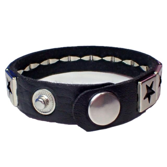 スタッズ 鋲 星 スター 1列 レザーブレスレット ブレスレット アクセサリー バングル リストバンド ロック パンク 黒色 @ < 男性アクセサリー/時計 スタッズ 鋲 星 スター 1列 レザーブレスレット ブレスレット アクセサリー バングル リストバンド ロック パンク 黒色 @ < 男性アクセサリー/時計の