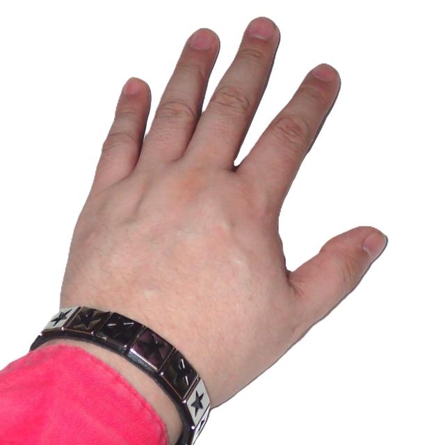 スタッズ 鋲 星 スター 1列 レザーブレスレット ブレスレット アクセサリー バングル リストバンド ロック パンク 黒色 @ < 男性アクセサリー/時計 スタッズ 鋲 星 スター 1列 レザーブレスレット ブレスレット アクセサリー バングル リストバンド ロック パンク 黒色 @ < 男性アクセサリー/時計の