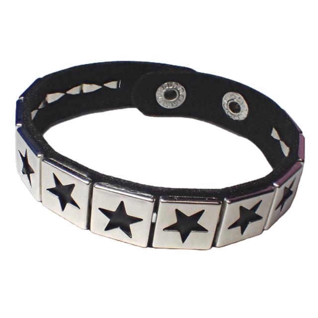スタッズ 鋲 星 スター 1列 レザーブレスレット ブレスレット アクセサリー バングル リストバンド ロック パンク 黒色 @ < 男性アクセサリー/時計 スタッズ 鋲 星 スター 1列 レザーブレスレット ブレスレット アクセサリー バングル リストバンド ロック パンク 黒色 @ < 男性アクセサリー/時計の