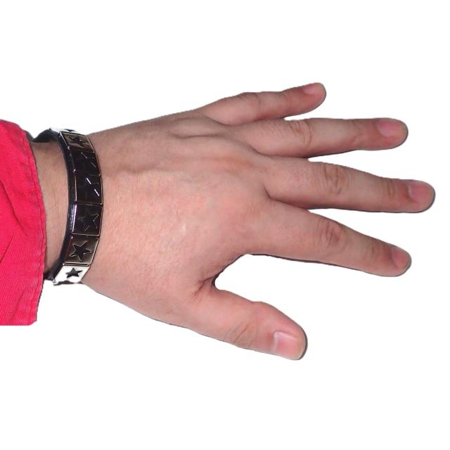 スタッズ 鋲 星 スター 1列 レザーブレスレット ブレスレット アクセサリー バングル リストバンド ロック パンク 黒色 @ < 男性アクセサリー/時計 スタッズ 鋲 星 スター 1列 レザーブレスレット ブレスレット アクセサリー バングル リストバンド ロック パンク 黒色 @ < 男性アクセサリー/時計の