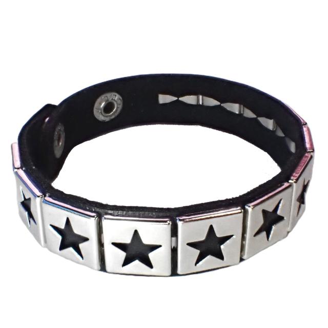 スタッズ 鋲 星 スター 1列 レザーブレスレット ブレスレット アクセサリー バングル リストバンド ロック パンク 黒色 @ < 男性アクセサリー/時計 スタッズ 鋲 星 スター 1列 レザーブレスレット ブレスレット アクセサリー バングル リストバンド ロック パンク 黒色 @ < 男性アクセサリー/時計の