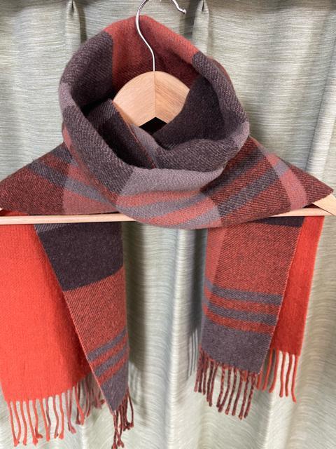 TAKEO KIKUCHI チェック ウール100% マフラー オレンジ チェック マフラー タケオ キクチ < 男性ファッション TAKEO KIKUCHI チェック ウール100% マフラー オレンジ チェック マフラー タケオ キクチ < 男性ファッションの