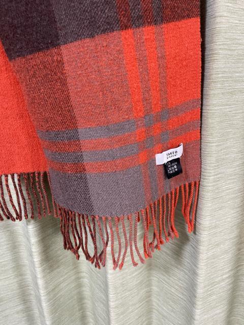TAKEO KIKUCHI チェック ウール100% マフラー オレンジ チェック マフラー タケオ キクチ < 男性ファッション TAKEO KIKUCHI チェック ウール100% マフラー オレンジ チェック マフラー タケオ キクチ < 男性ファッションの