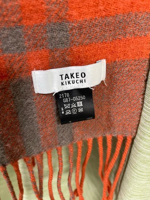 TAKEO KIKUCHI チェック ウール100% マフラー オレンジ チェック マフラー タケオ キクチ < 男性ファッション TAKEO KIKUCHI チェック ウール100% マフラー オレンジ チェック マフラー タケオ キクチ < 男性ファッションの