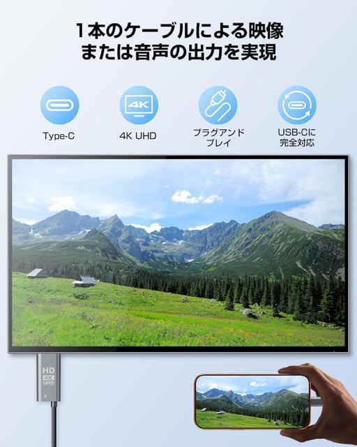 USB-C to HDMI 変換ケーブル 2M 100W PD充電 4K@60Hz 単方向通信 ナイロン編み マルチポートアダプタ < 家電/AV USB-C to HDMI 変換ケーブル 2M 100W PD充電 4K@60Hz 単方向通信 ナイロン編み マルチポートアダプタ < 家電/AVの