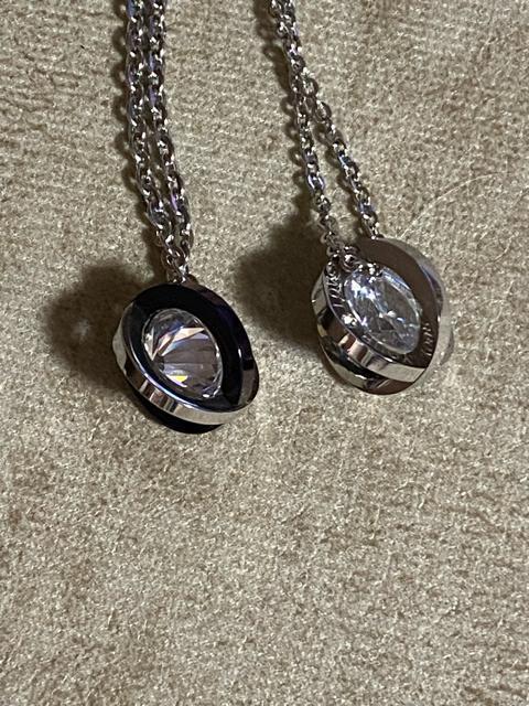 大粒CZ ステンレス製ペアネックレス < 女性アクセサリー/時計  大粒CZ ステンレス製ペアネックレス  < 女性アクセサリー/時計の