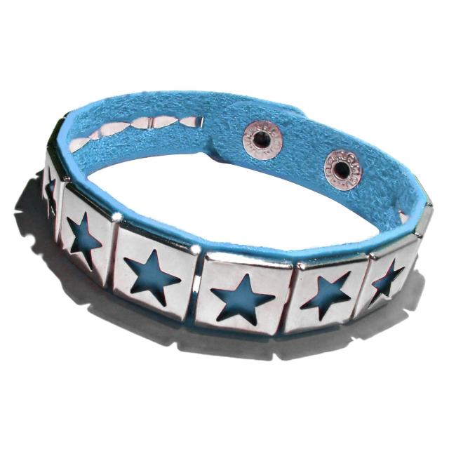 スタッズ 鋲 星 スター 1列 レザーブレスレット ブレスレット アクセサリー バングル リストバンド ロック 水色 青色 B < 男性アクセサリー/時計 スタッズ 鋲 星 スター 1列 レザーブレスレット ブレスレット アクセサリー バングル リストバンド ロック 水色 青色 B < 男性アクセサリー/時計の