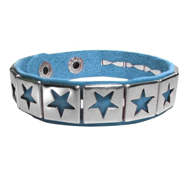 スタッズ 鋲 星 スター 1列 レザーブレスレット ブレスレット アクセサリー バングル リストバンド ロック 水色 青色 B < 男性アクセサリー/時計 スタッズ 鋲 星 スター 1列 レザーブレスレット ブレスレット アクセサリー バングル リストバンド ロック 水色 青色 B < 男性アクセサリー/時計の