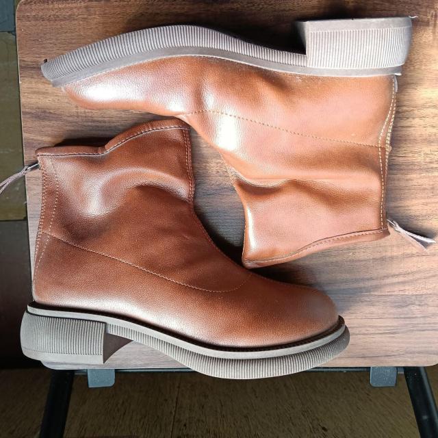 新品 22.5cm レディース ブーツ ブラウン 厚底 シューズ サイドゴア < 女性ファッション 新品 22.5cm レディース ブーツ ブラウン 厚底 シューズ サイドゴア < 女性ファッションの