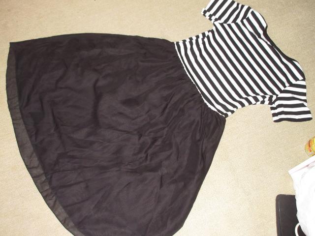 ボーダー×シフォンスカートフレアワンピース*モノトーン < 女性ファッション  ボーダー×シフォンスカートフレアワンピース*モノトーン < 女性ファッションの