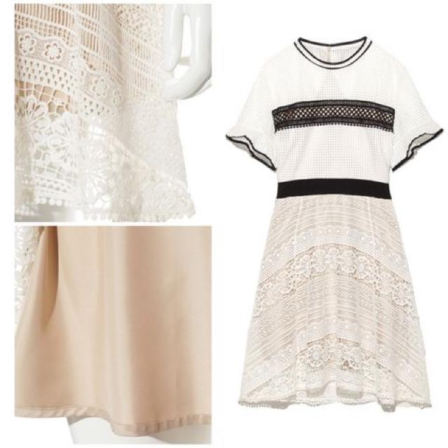 オリジナルパネルレースワンピースsnidelリボンバックシャン白 < ブランド オリジナルパネルレースワンピースsnidelリボンバックシャン白 < ブランドの