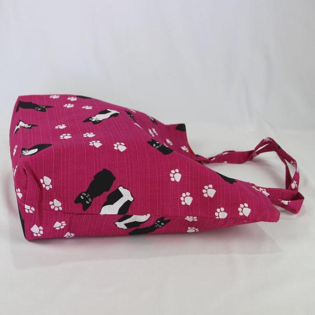 ★猫柄トートバッグ 陽だまり猫のら 和風バッグ 和装袋物 ミニ猫ドット柄 レディース おしゃれ 軽量 綿 日本製 ピンク BA38 < 女性ファッション  ★猫柄トートバッグ 陽だまり猫のら 和風バッグ 和装袋物 ミニ猫ドット柄 レディース おしゃれ 軽量 綿 日本製 ピンク BA38 < 女性ファッションの