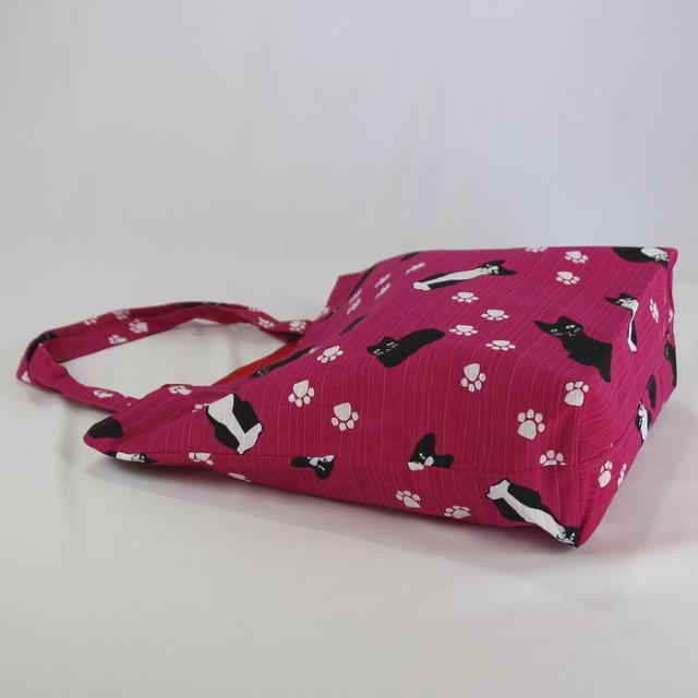 ★猫柄トートバッグ 陽だまり猫のら 和風バッグ 和装袋物 ミニ猫ドット柄 レディース おしゃれ 軽量 綿 日本製 ピンク BA38 < 女性ファッション  ★猫柄トートバッグ 陽だまり猫のら 和風バッグ 和装袋物 ミニ猫ドット柄 レディース おしゃれ 軽量 綿 日本製 ピンク BA38 < 女性ファッションの