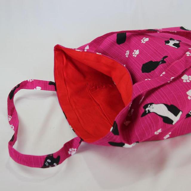 ★猫柄トートバッグ 陽だまり猫のら 和風バッグ 和装袋物 ミニ猫ドット柄 レディース おしゃれ 軽量 綿 日本製 ピンク BA38 < 女性ファッション  ★猫柄トートバッグ 陽だまり猫のら 和風バッグ 和装袋物 ミニ猫ドット柄 レディース おしゃれ 軽量 綿 日本製 ピンク BA38 < 女性ファッションの