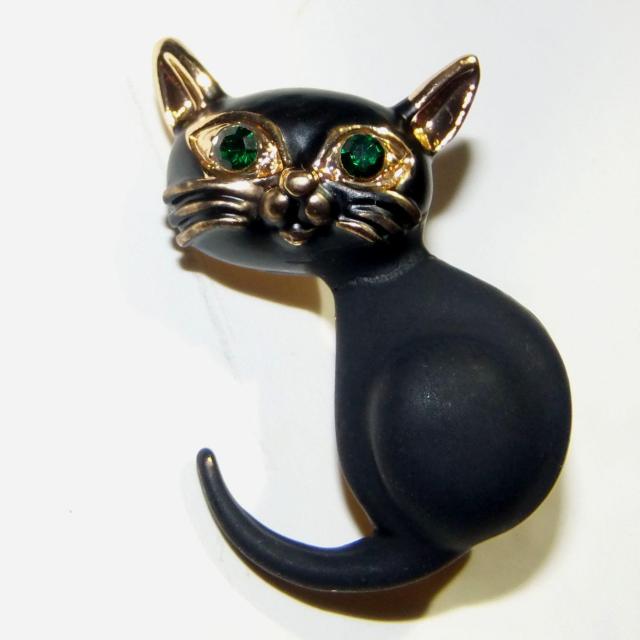 黒猫 クロネコ ネコ ねこ マット ラインストーン ピンブローチ ブローチ ピンバッジ バッジ ラペルピン < 女性アクセサリー/時計 黒猫 クロネコ ネコ ねこ マット ラインストーン ピンブローチ ブローチ ピンバッジ バッジ ラペルピン < 女性アクセサリー/時計の