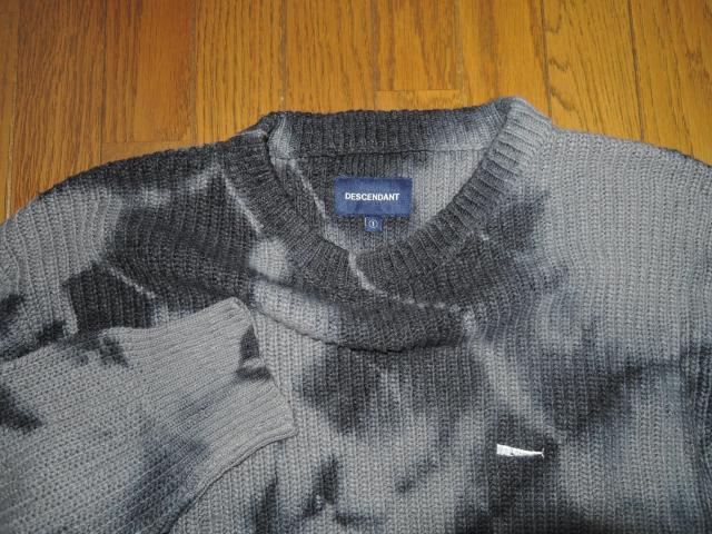 DESCENDANT ディセンダント SMOKE COTTON KNIT タイダイ ニット 1 灰 ブリーチ セーター WTAPS < ブランド  DESCENDANT ディセンダント SMOKE COTTON KNIT タイダイ ニット 1 灰 ブリーチ セーター WTAPS < ブランドの