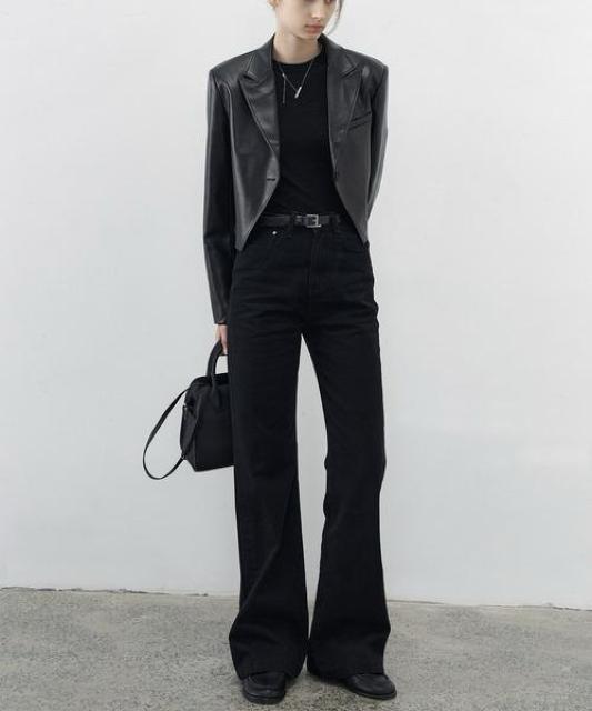 定価15,100円【美品】ハイウエスト ブーツカットデニムパンツ●黒 ブラック●L●ハイウエストパンツ デニム 美脚パンツ < 女性ファッション  定価15,100円【美品】ハイウエスト ブーツカットデニムパンツ●黒 ブラック●L●ハイウエストパンツ デニム 美脚パンツ < 女性ファッションの