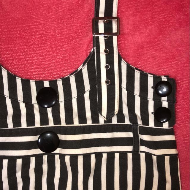 Hip Dimple  ブラック×ホワイト ストライプ   サロペットミニスカ 新品未使用 < 女性ファッション  Hip Dimple  ブラック×ホワイト ストライプ   サロペットミニスカ 新品未使用 < 女性ファッションの