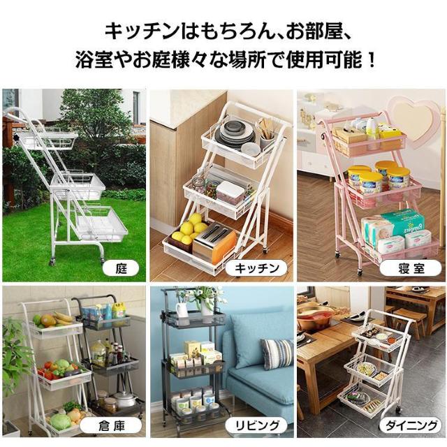 キッチンワゴン3段 多肉棚 キッチンラック バスケットトローリー ツールワゴン 収納 庭 植物 棚 園芸ラック < インテリア/ライフ  キッチンワゴン3段 多肉棚 キッチンラック バスケットトローリー ツールワゴン 収納 庭 植物 棚 園芸ラック < インテリア/ライフの