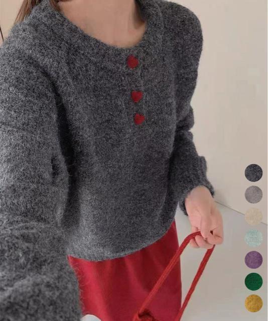 送料無料 新品 ハートボタンニットトップス ハーフボタン < 女性ファッション 送料無料 新品 ハートボタンニットトップス ハーフボタン < 女性ファッションの