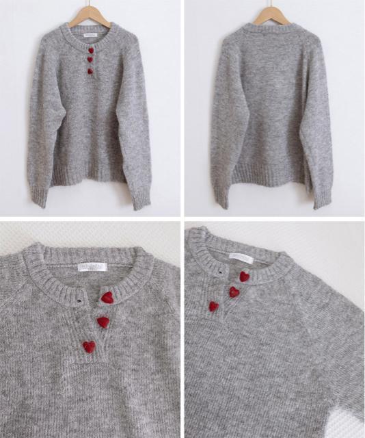 送料無料 新品 ハートボタンニットトップス ハーフボタン < 女性ファッション 送料無料 新品 ハートボタンニットトップス ハーフボタン < 女性ファッションの