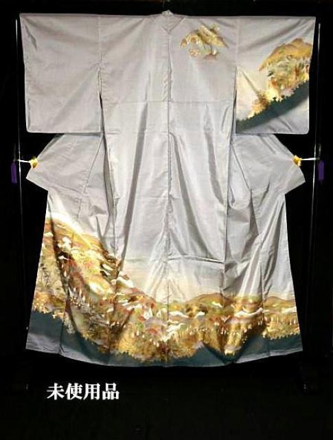 【最高級】【未使用品】大島紬 暈し染め 金彩 本金箔 山間寺風景文 豪華な訪問着 身丈159.5cm 裄丈63cm Y3412 < 女性ファッション  【最高級】【未使用品】大島紬 暈し染め 金彩 本金箔 山間寺風景文 豪華な訪問着 身丈159.5cm 裄丈63cm Y3412 < 女性ファッションの
