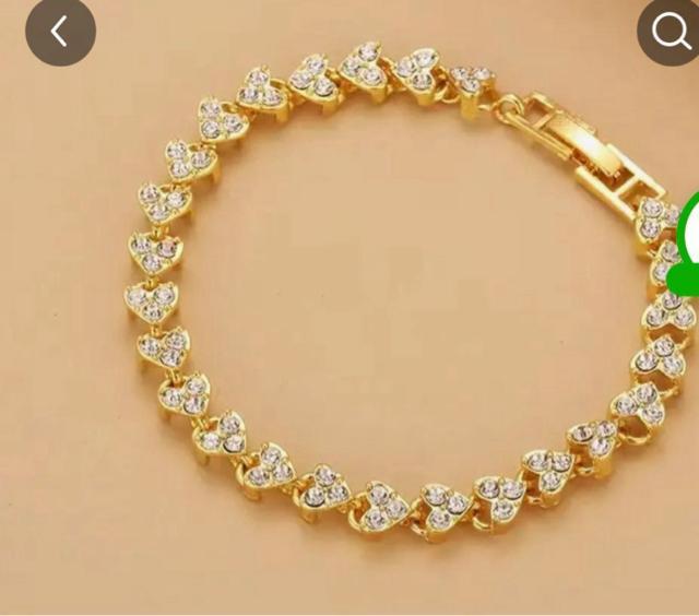 ハート型クリスタルブレスレット ゴールド < 女性アクセサリー/時計  ハート型クリスタルブレスレット ゴールド  < 女性アクセサリー/時計の
